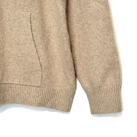 Theory Alpaca Blend Hooded Kangaroo Pocket Relaxed Fit Tan Sweater Size M - Picture 6 of 12